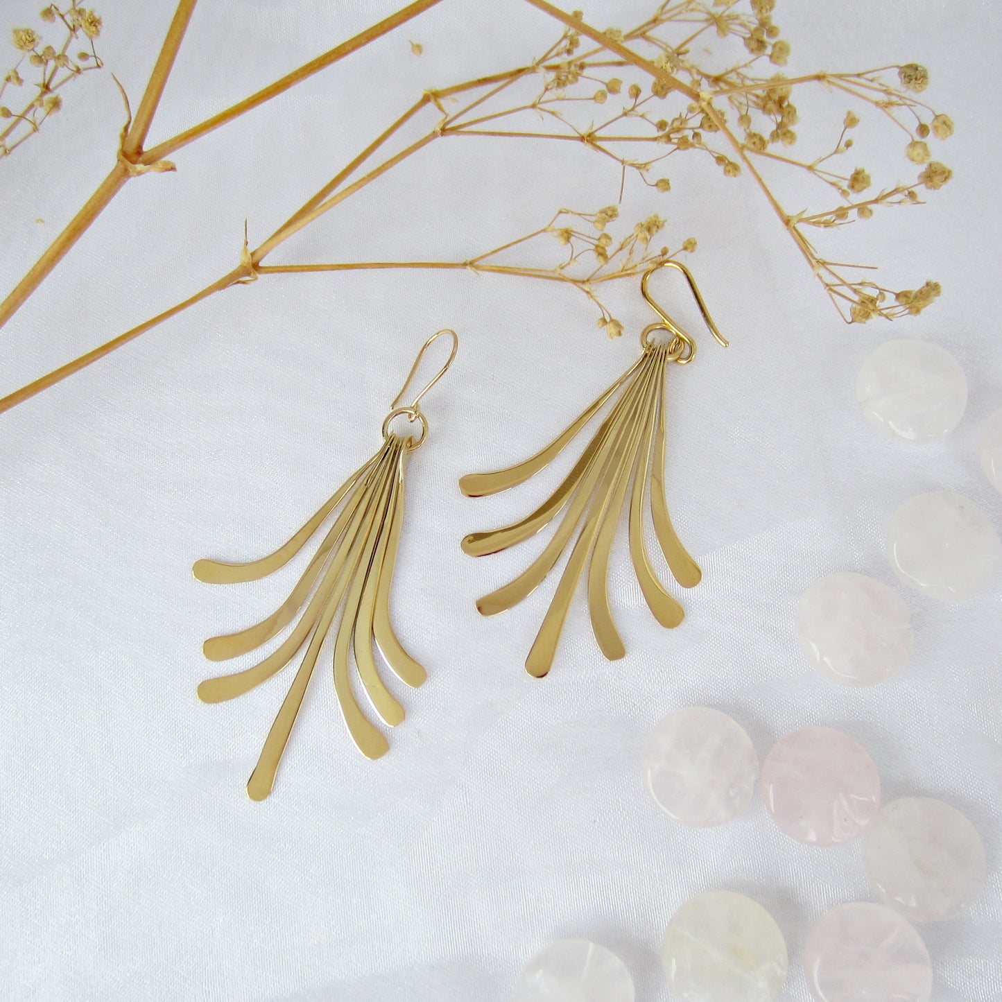 Arete Dorado Abanico Japonés