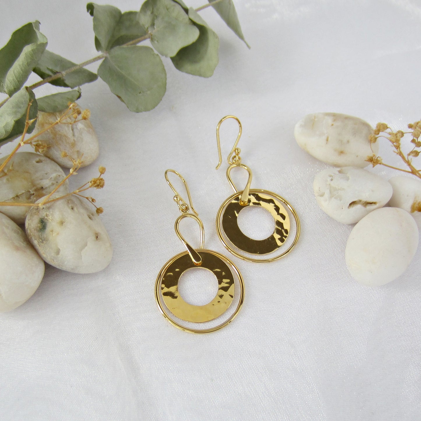 Arete Dorado Alambre Círculo Movible