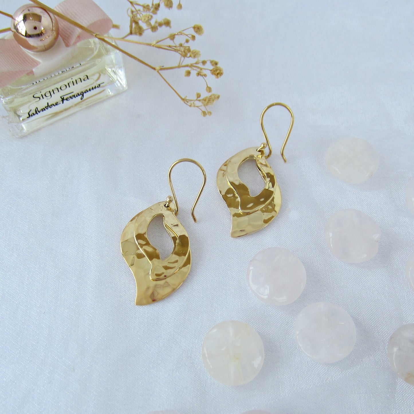 Arete Dorado Hoja Calada