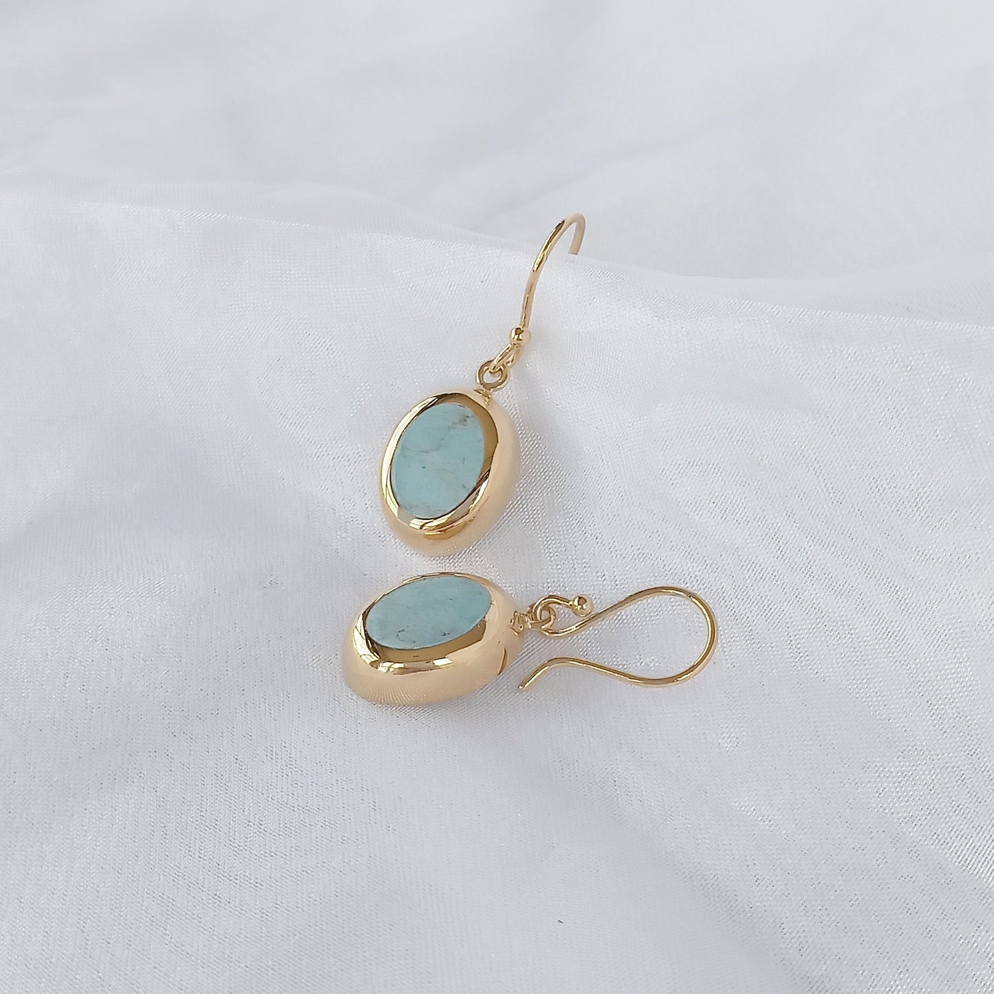 Arete Dorado Óvalo Azul