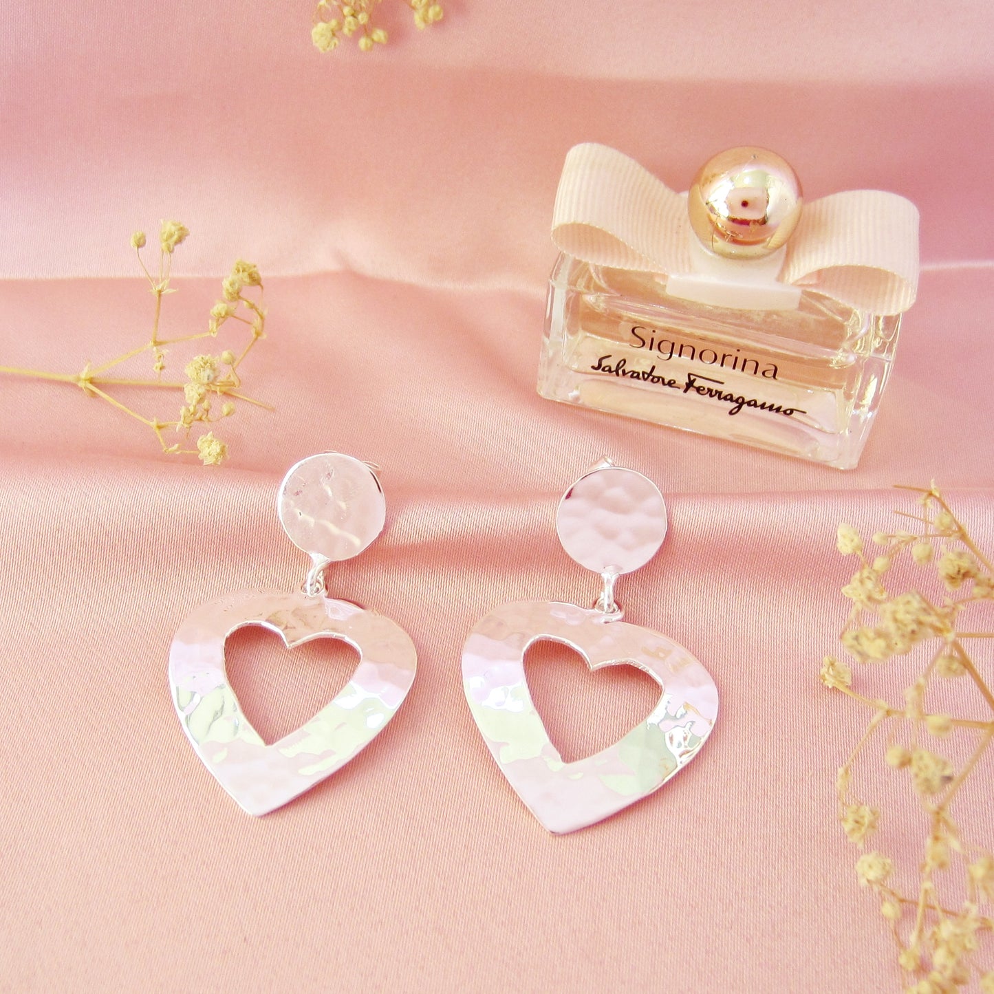 Arete Plateado Corazón Maxi