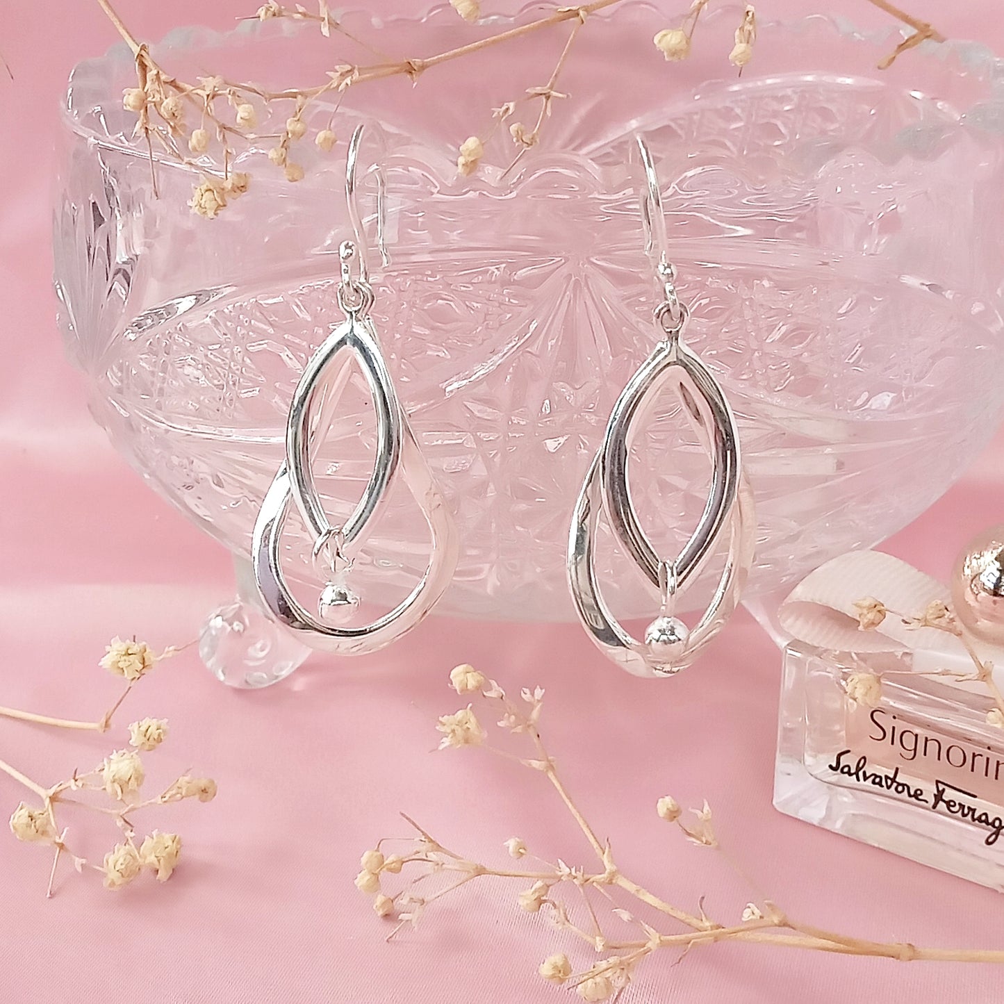 Arete Plateado Doble Silueta