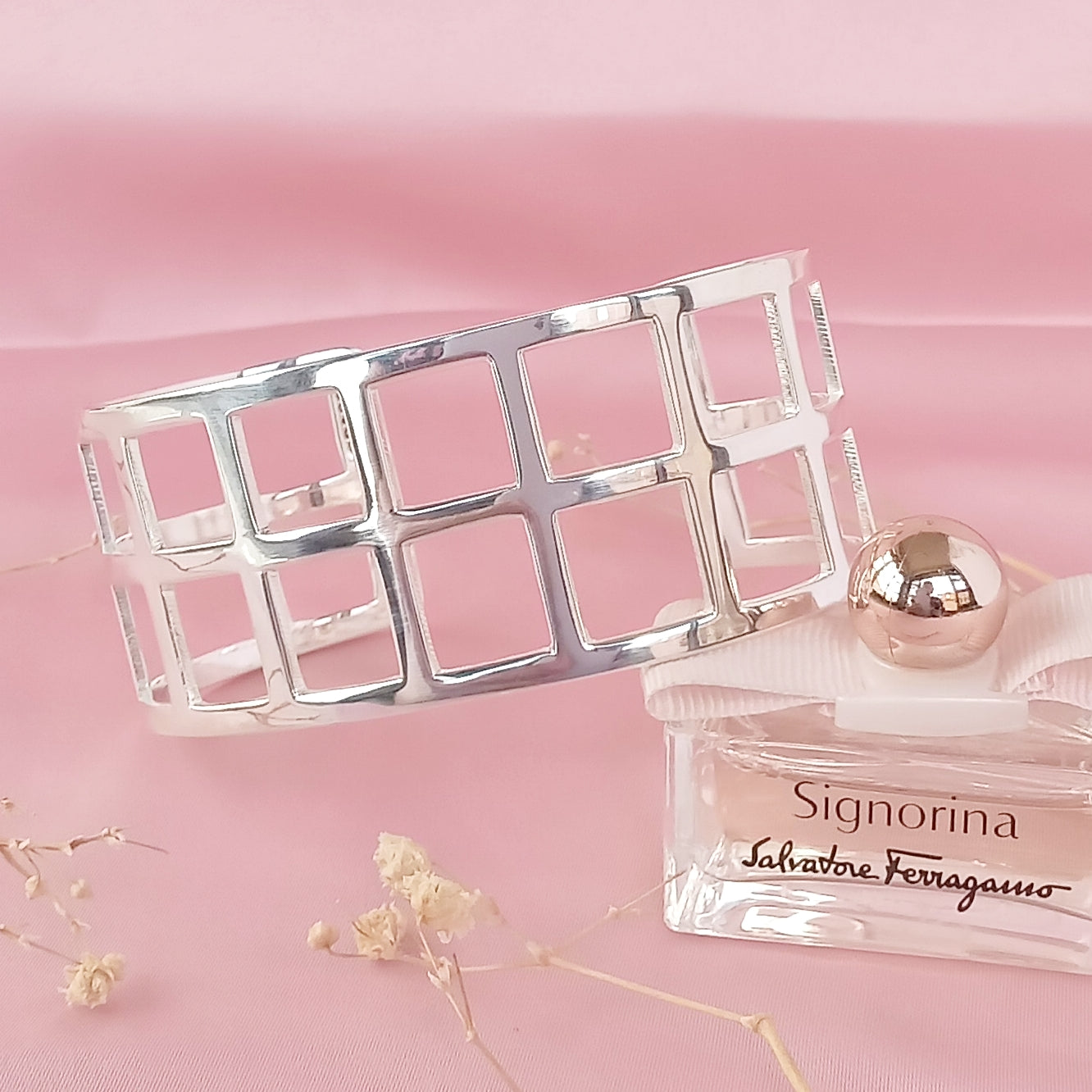 Brazalete plateado geometria