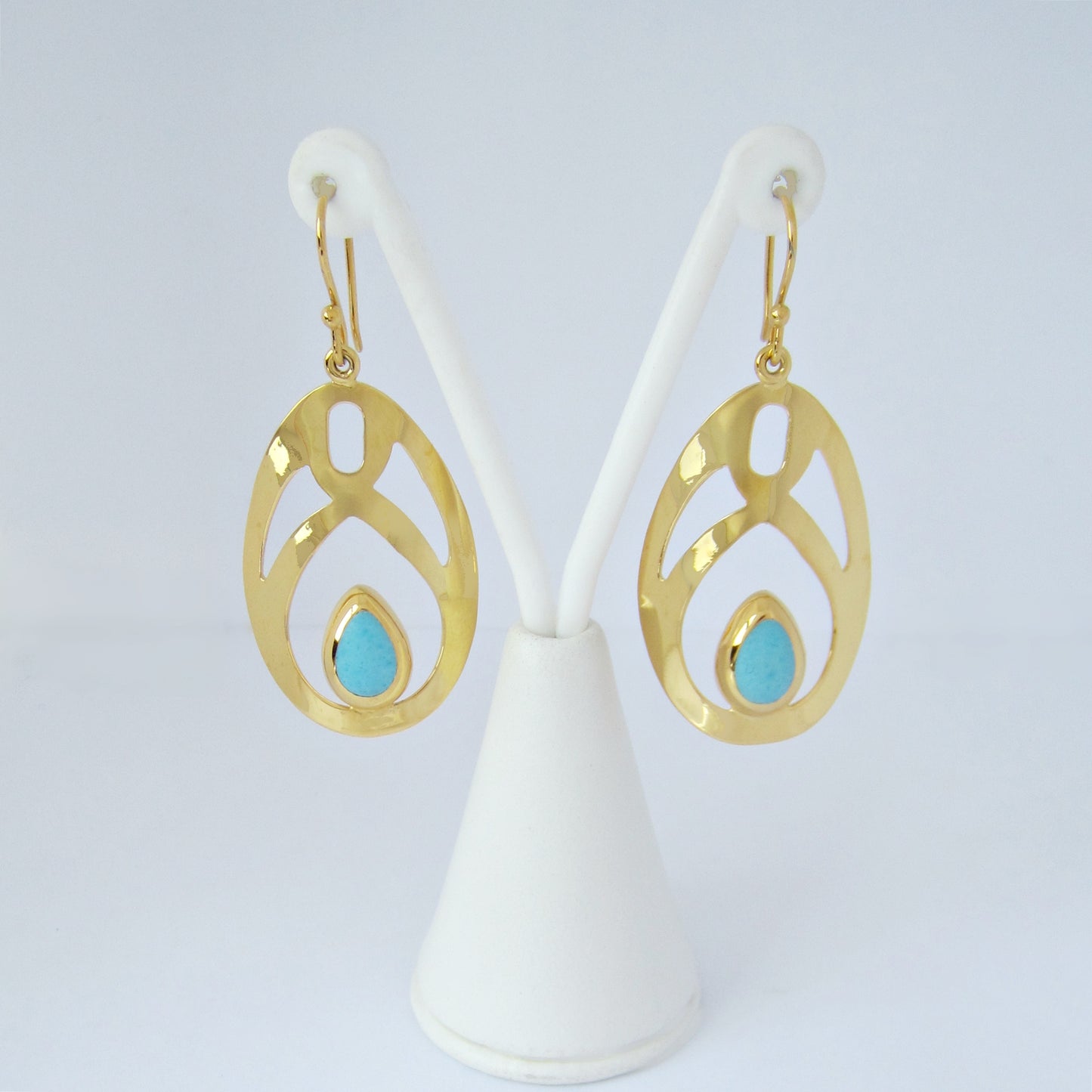 Arete Dorado Ribiete con Turquesa