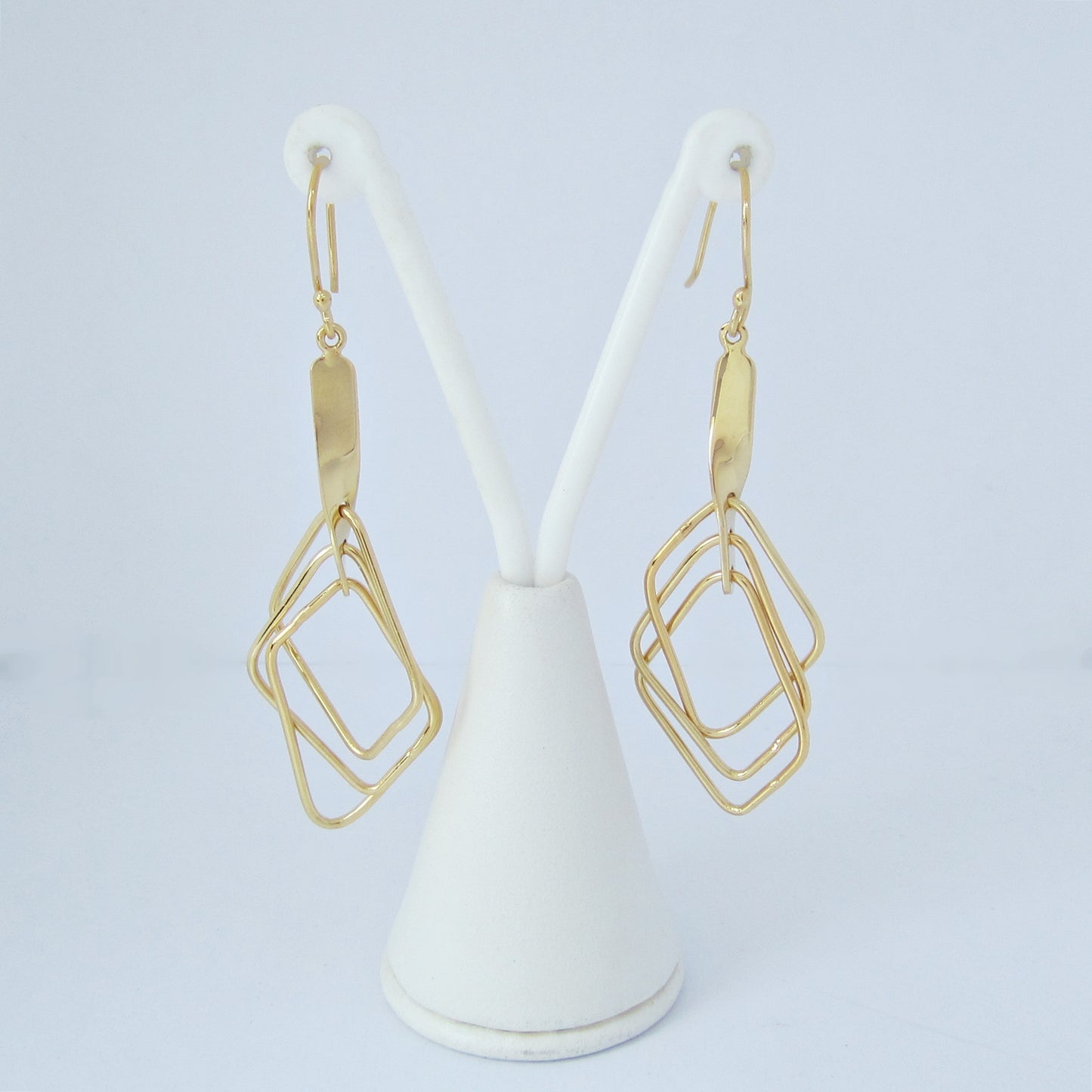 Arete Dorado Triple Rectángulo Liso