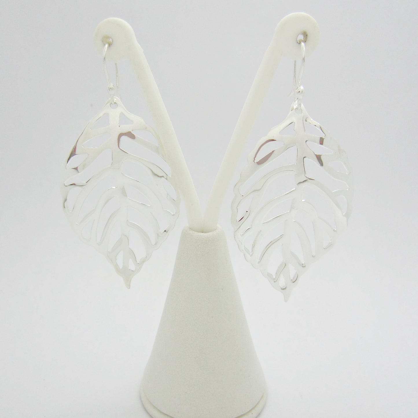 Aretes Plateado Hoja de Otoño