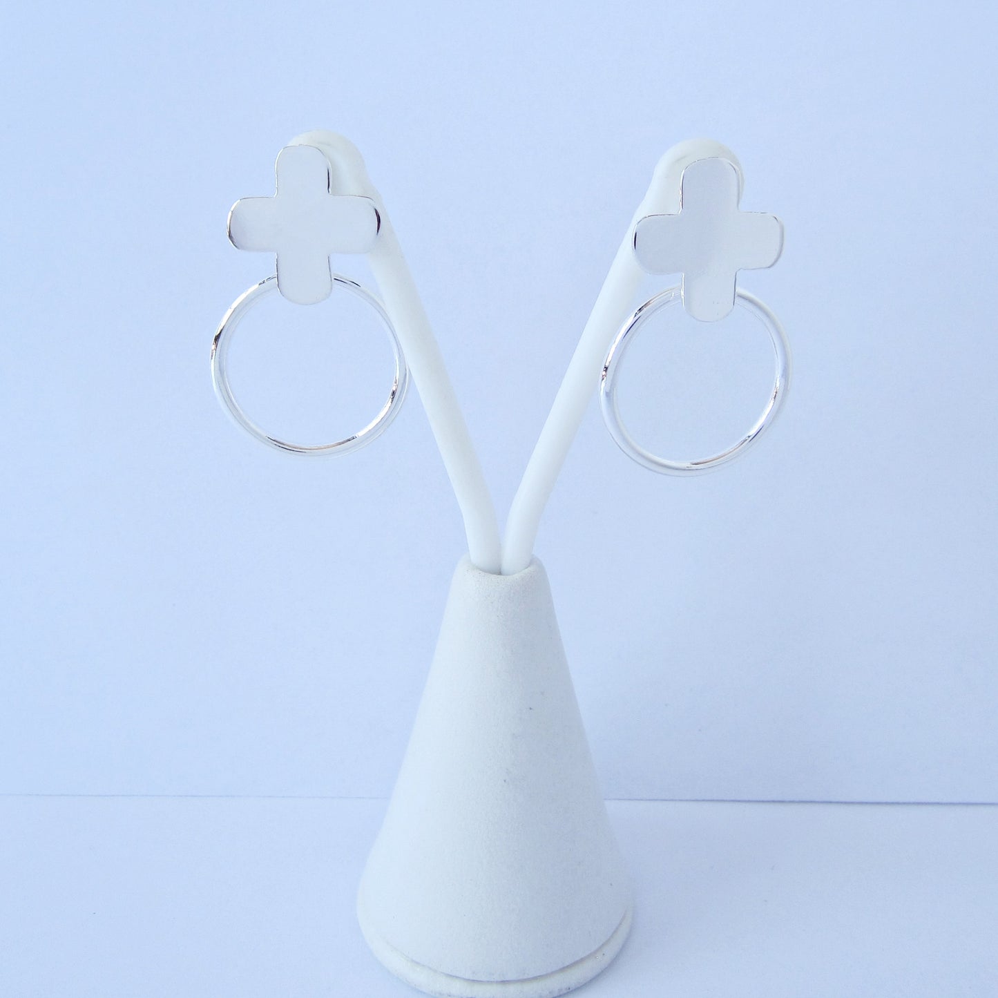 Arete Plateado Trebol Poste