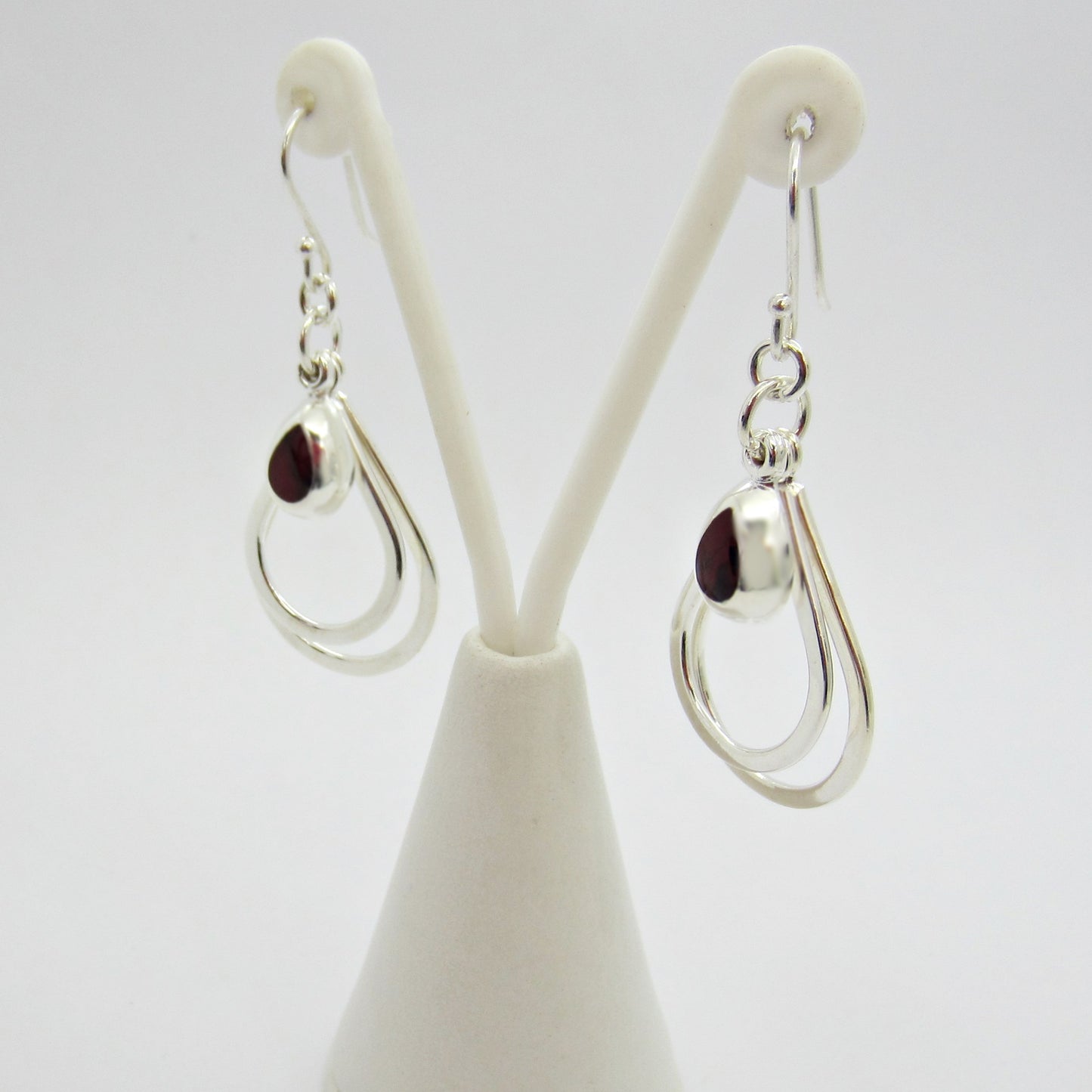 Aretes Plateados Gotas Piedra