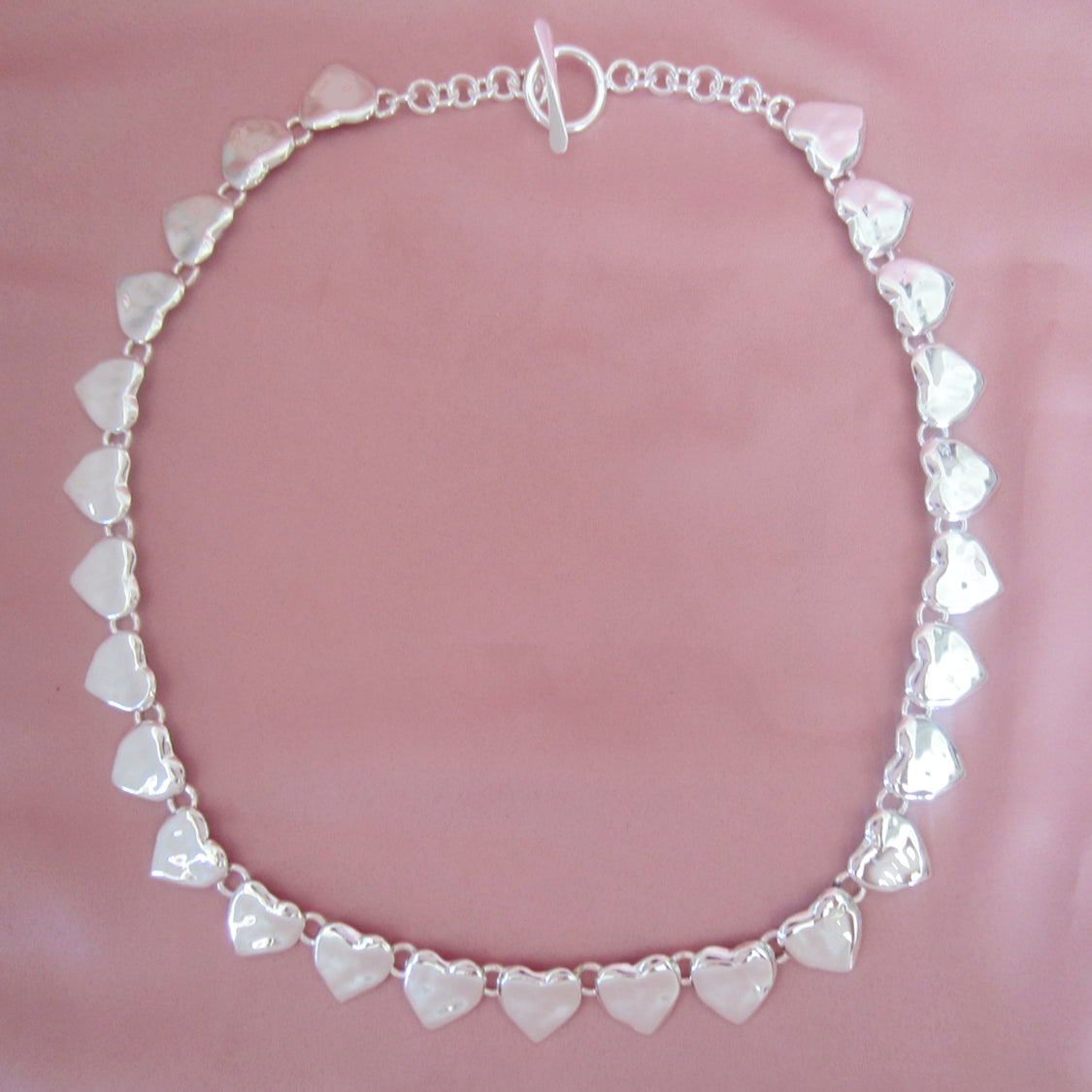 Collar Plateado Corazón Mallugado