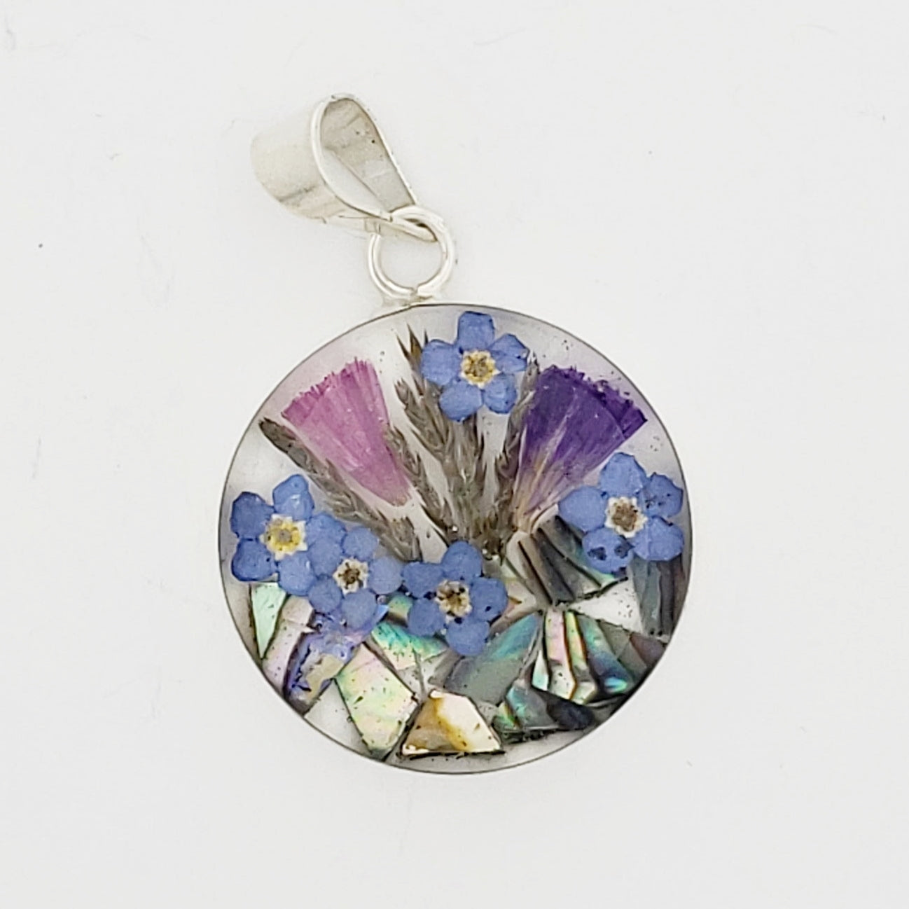Collar .925 Círculo Concha Floral