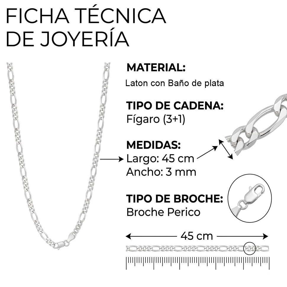 Cadena Figaro 3+1 con broche perico