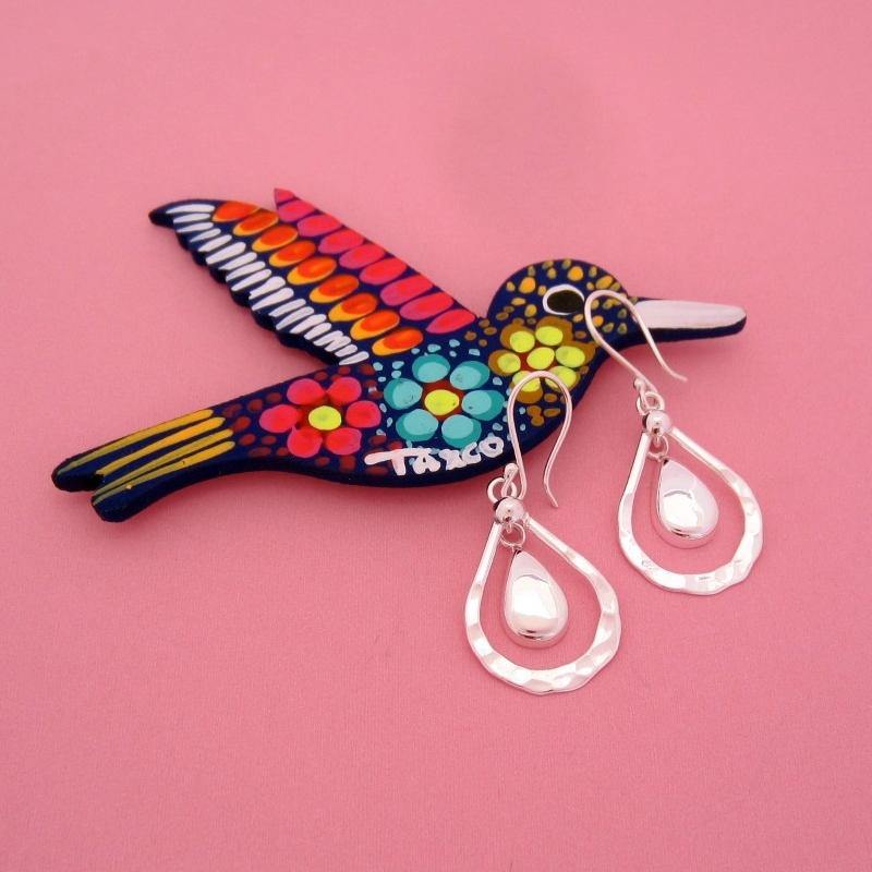 ARETES PLATEADOS GOTAS DE LLUVIA - Petick Joyería Artesanal
