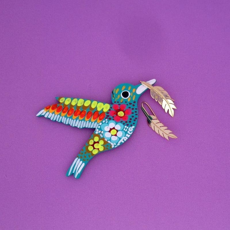 ARETES DORADOS PLUMA INDIA - Petick Joyería Artesanal