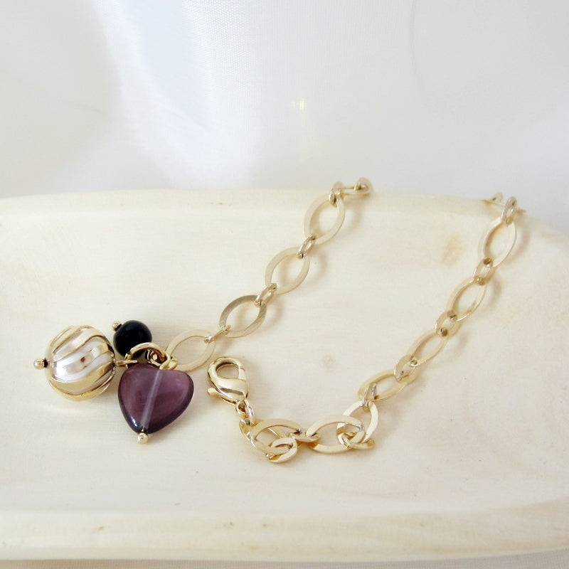 Amethyst heart bracelet