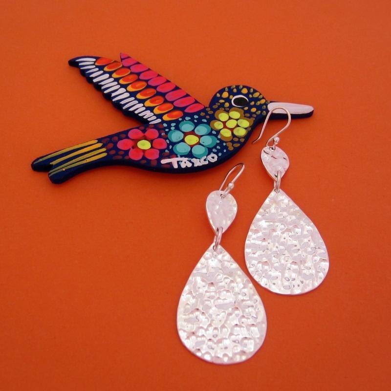 ARETES PLATEADOS AZTECAS MARTILLADOS - Petick Joyería Artesanal