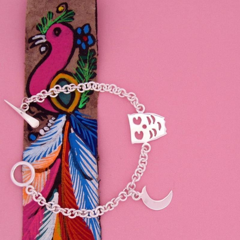 PULSERA PLATEADA BUHO Y LUNA - Petick Joyería Artesanal