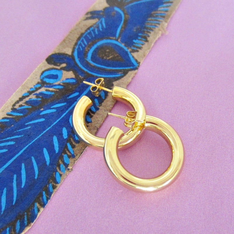 gold tube hoop earrings