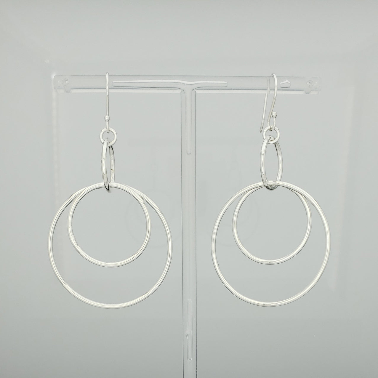 Arete plateado aros lisos