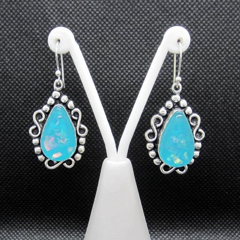 ARETES PLATEADOS VITRAL EN GOTA - Petick Joyería Artesanal