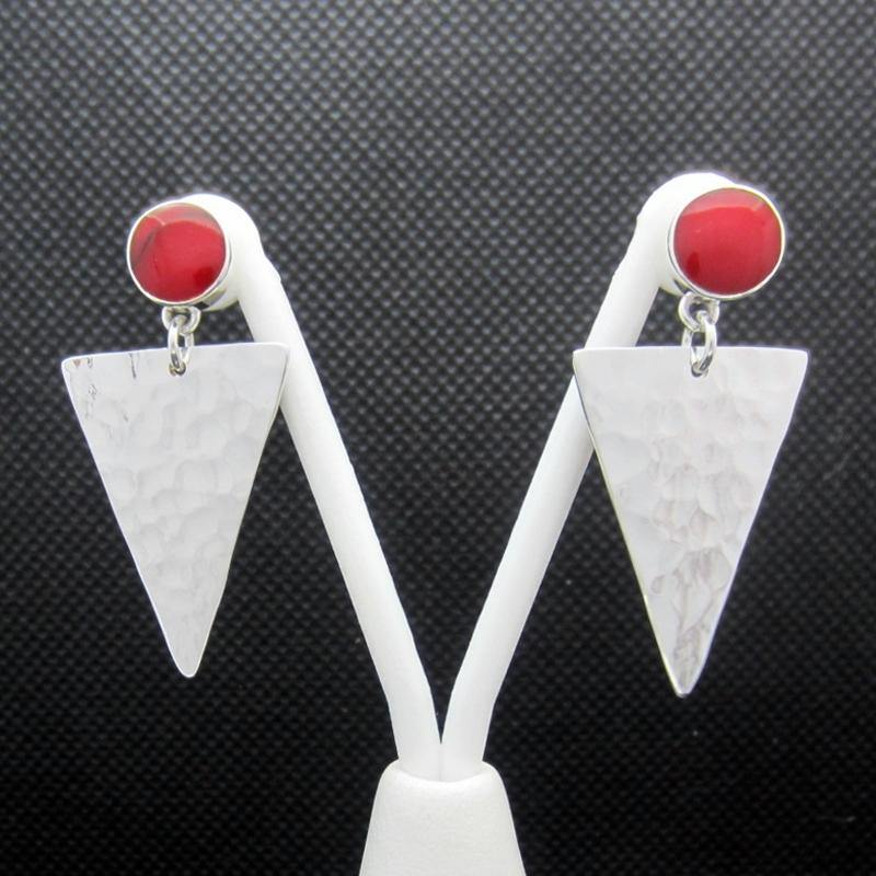 ARETES PLATEADOS ESTILO 80´S PIEDRA - Petick Joyería Artesanal