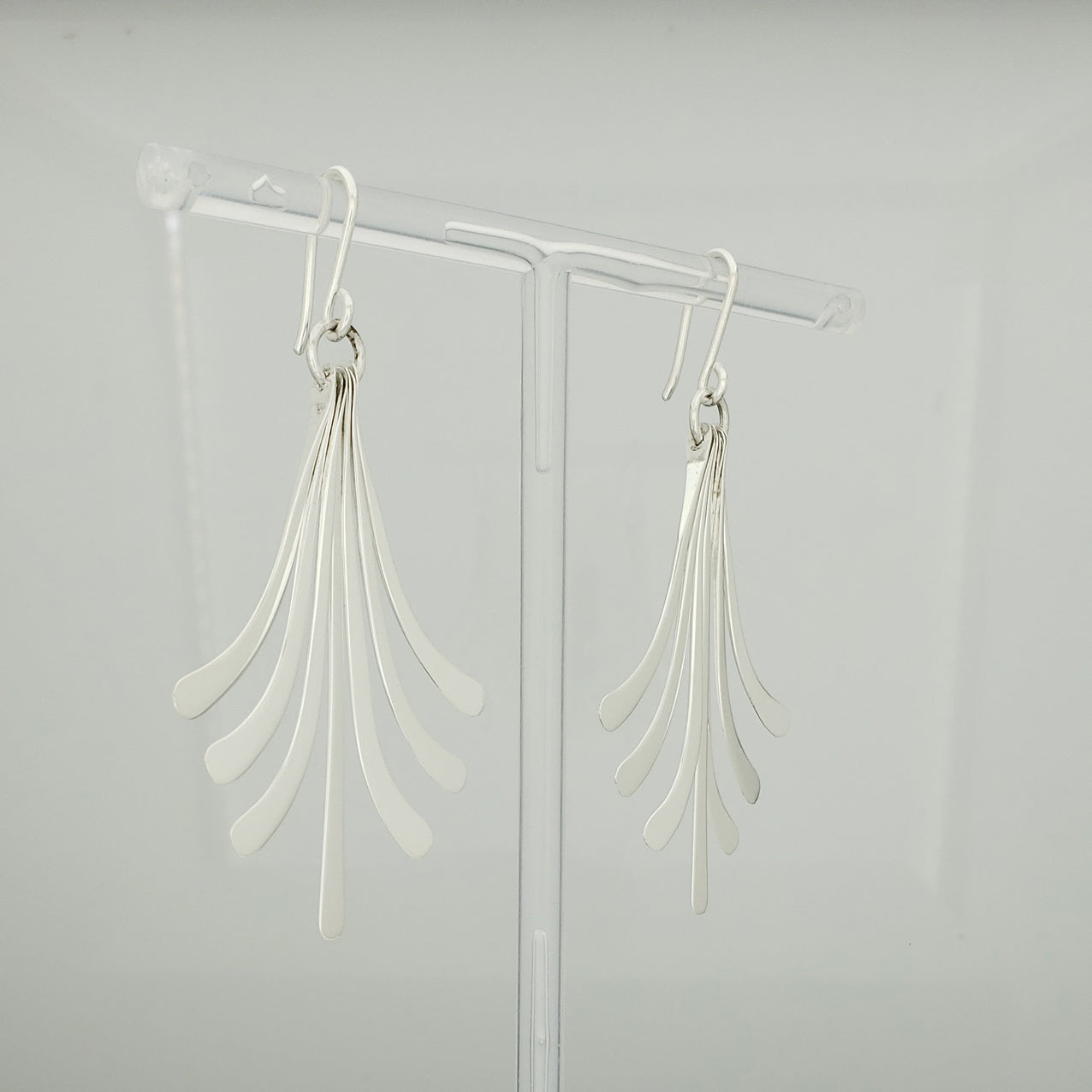 Arete plateado abanico maxi