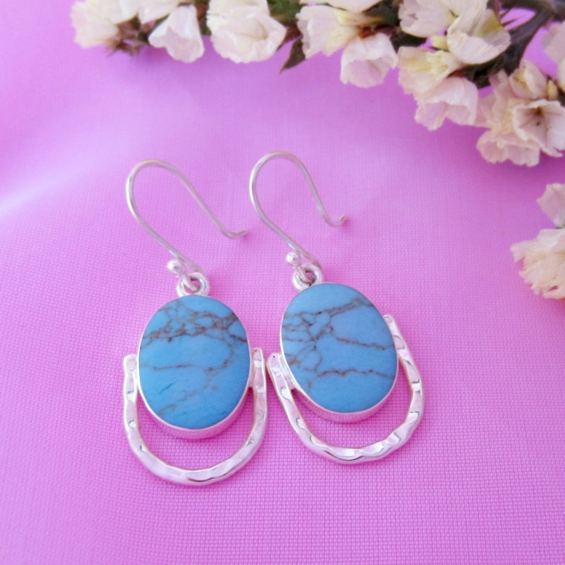 Oval stone earrings