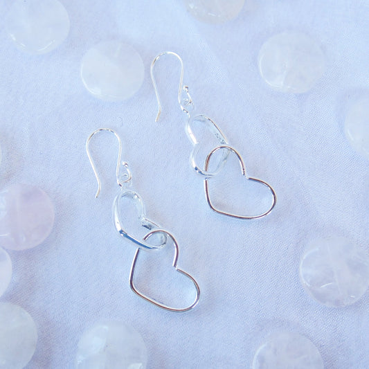 Arete Plateado Corazones