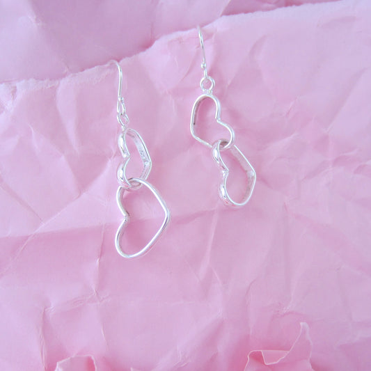 Arete Plateado Corazones