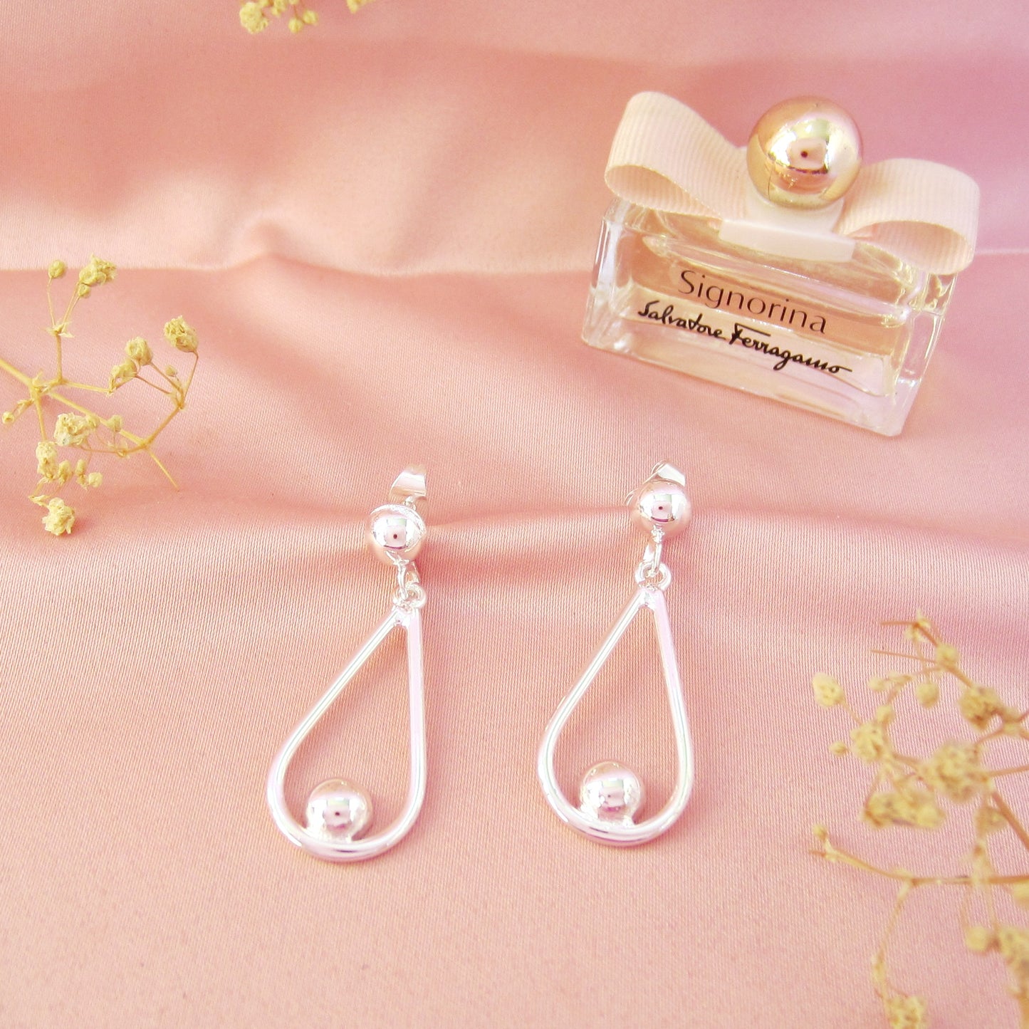 Arete Plateado Gota Sonaja