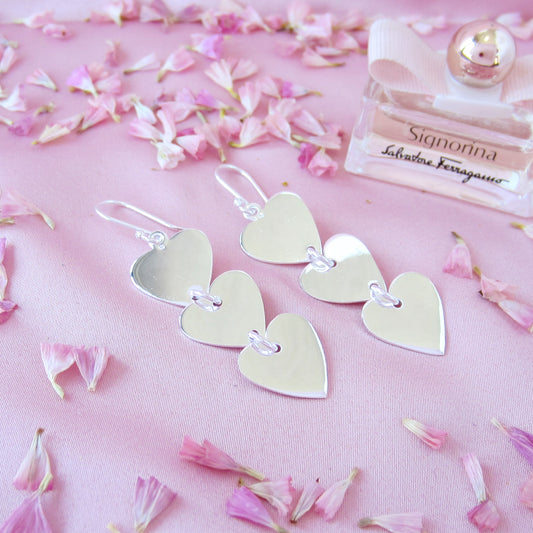 Arete Plateado Triple Amor