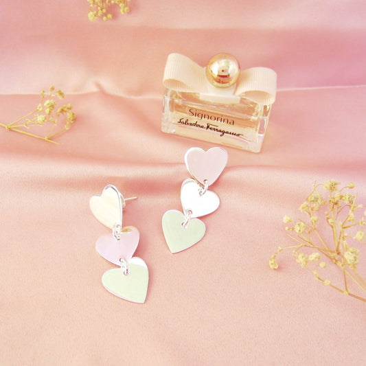 Arete Plateado Amor Poste