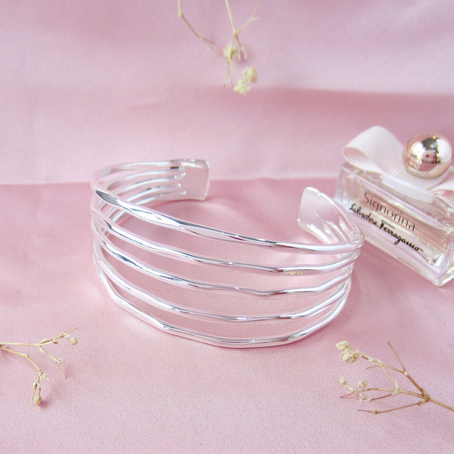 Brazalete Plateado Hilos