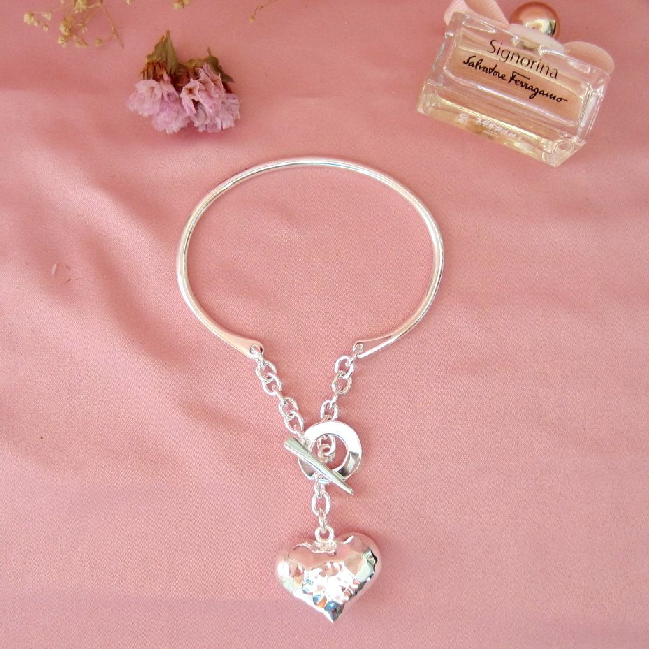 Brazalete Plateado Corazón Globo