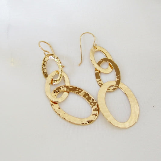Aretes Dorados tres ovalos