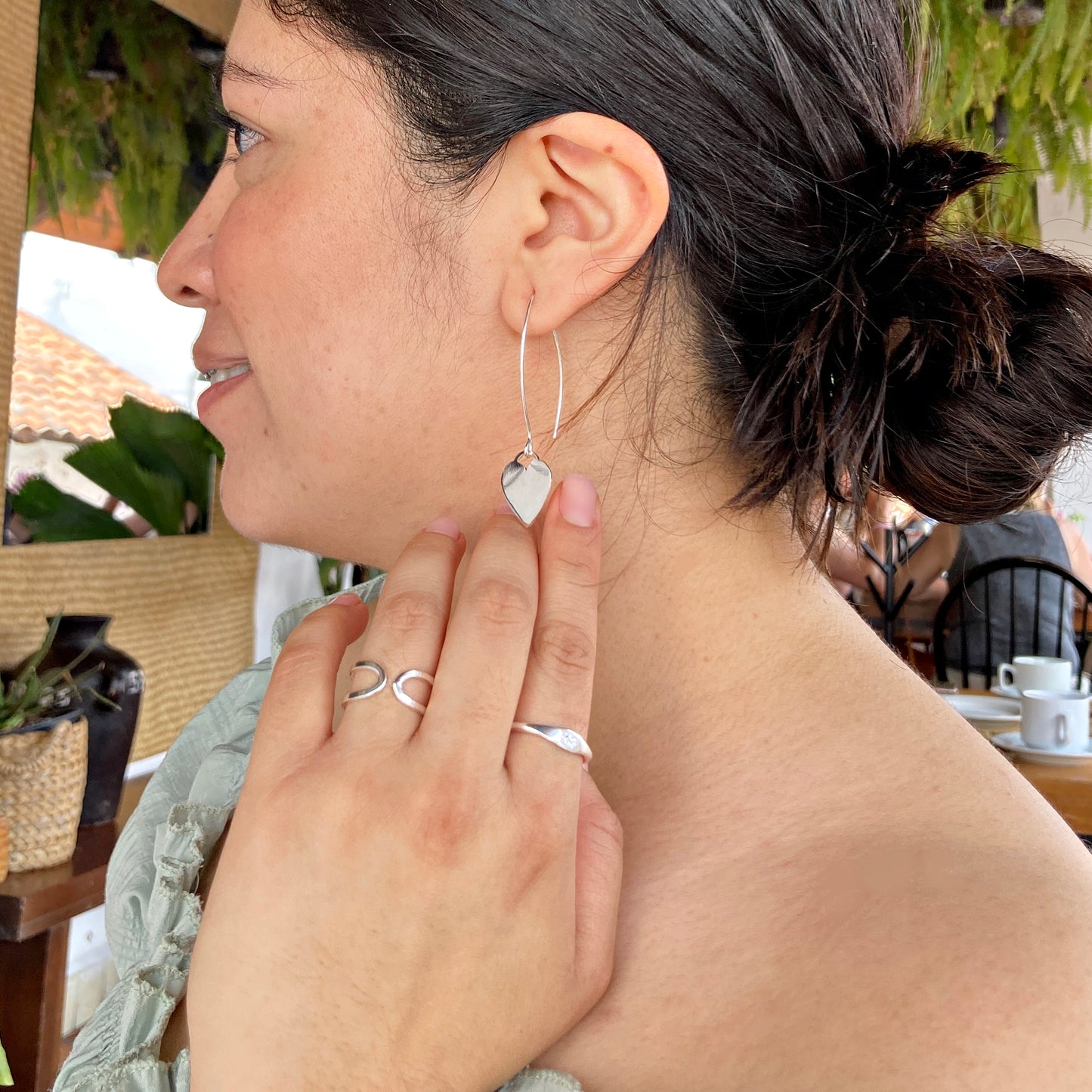 Arete plateado Fall in Love
