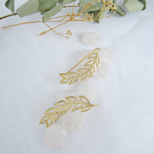 Aretes dorados hojas caladas