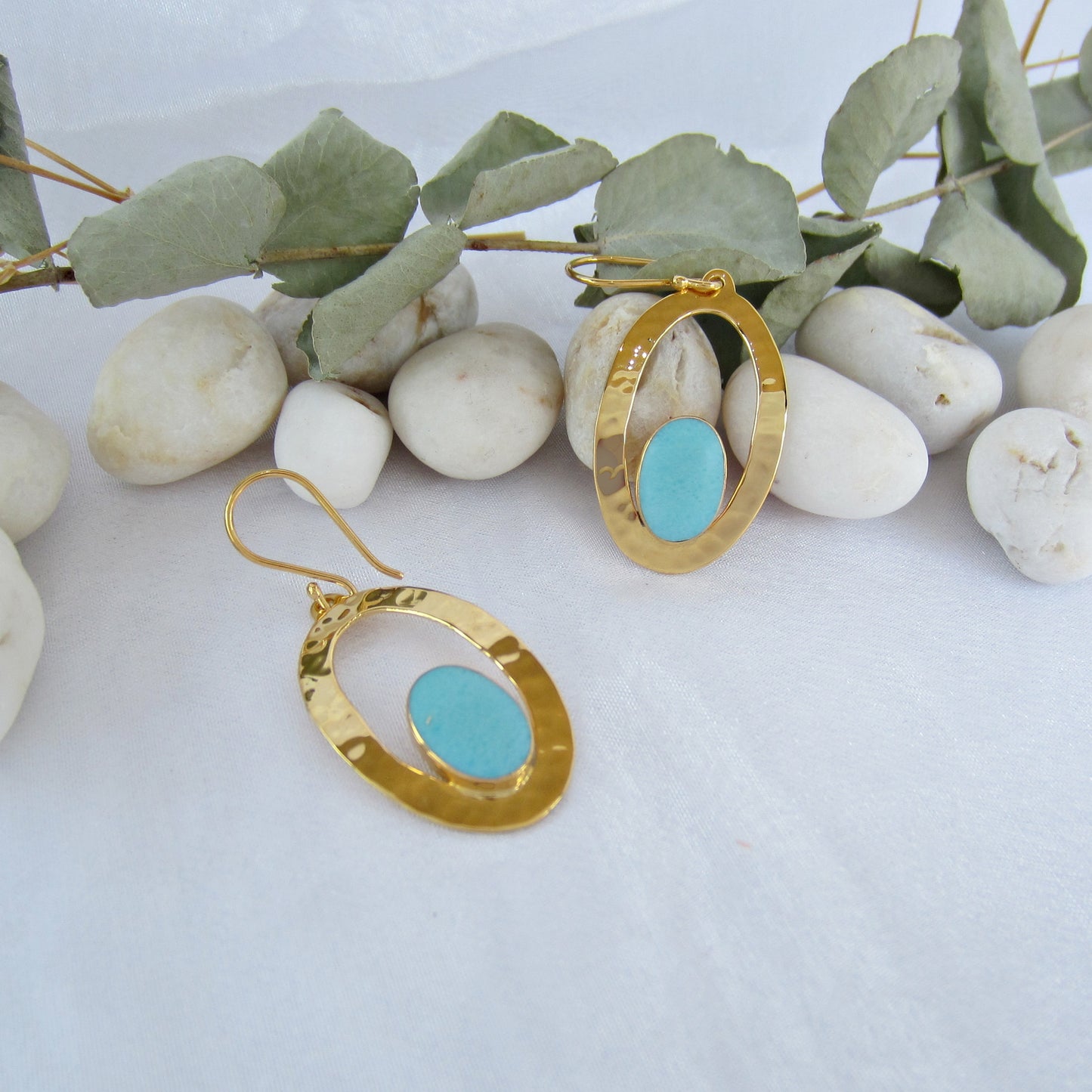 Arete Dorado Óvalo Turquesa