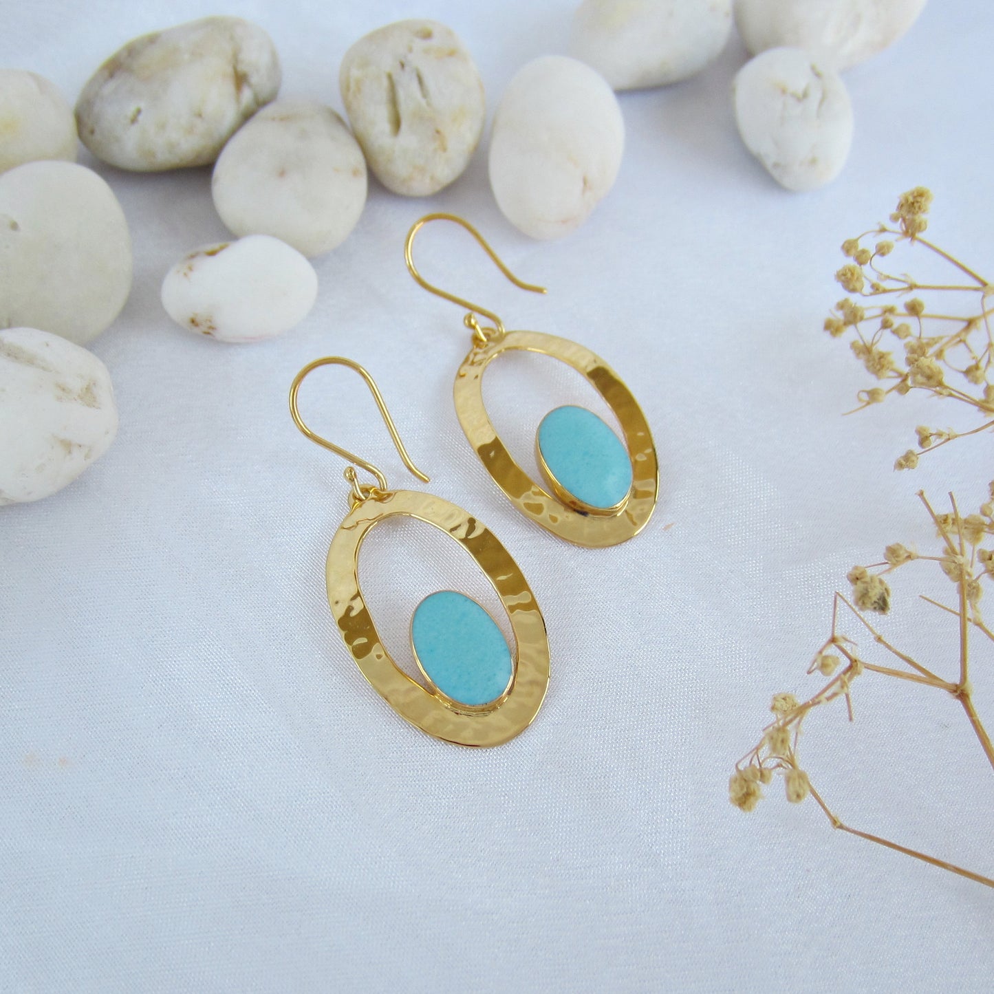 Arete Dorado Óvalo Turquesa