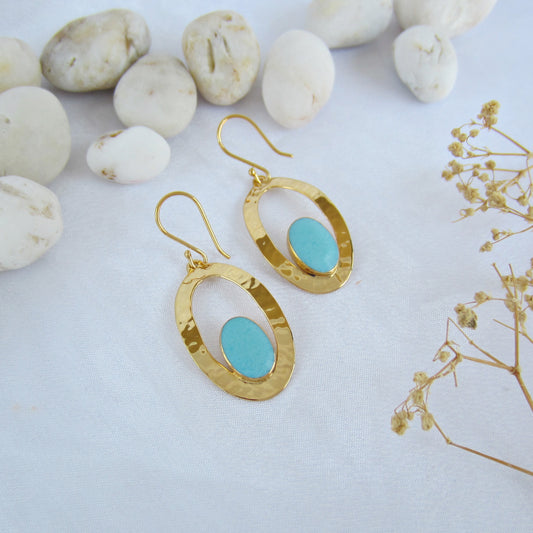 Arete Dorado Óvalo Turquesa