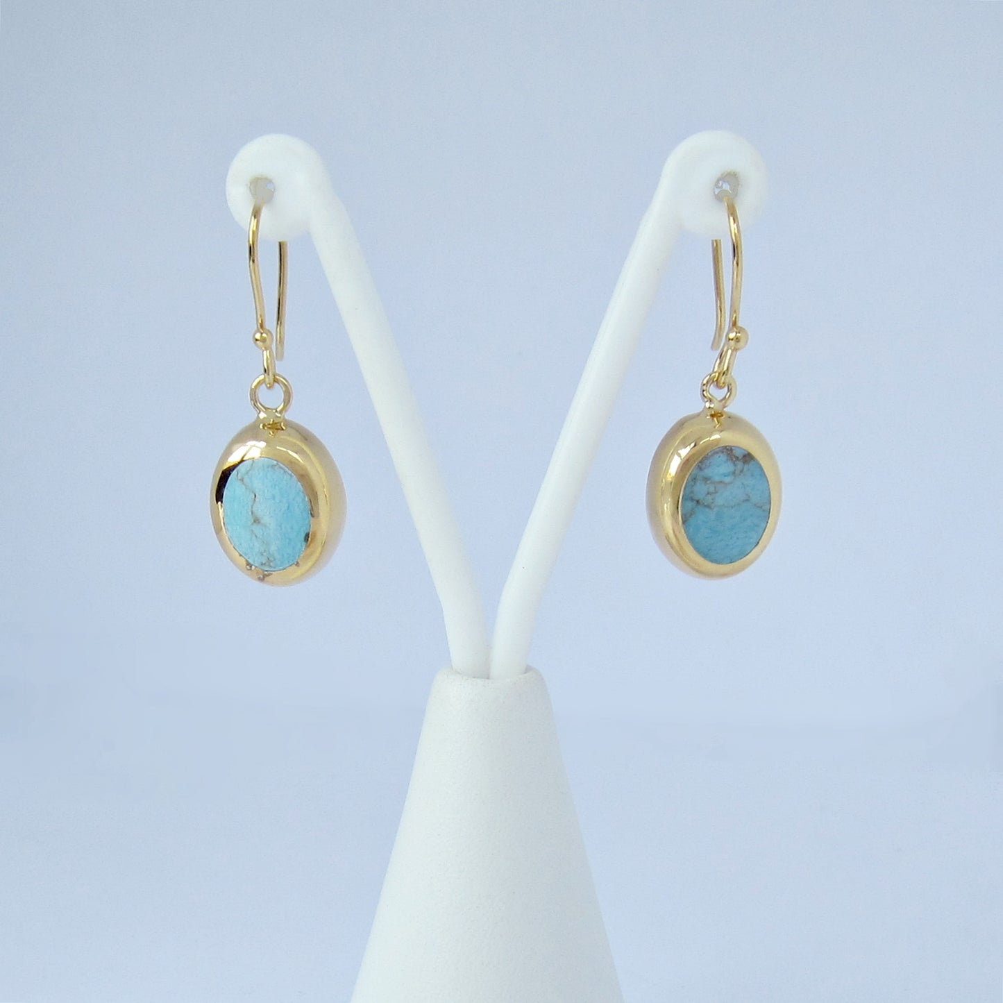 Arete Dorado Óvalo Azul
