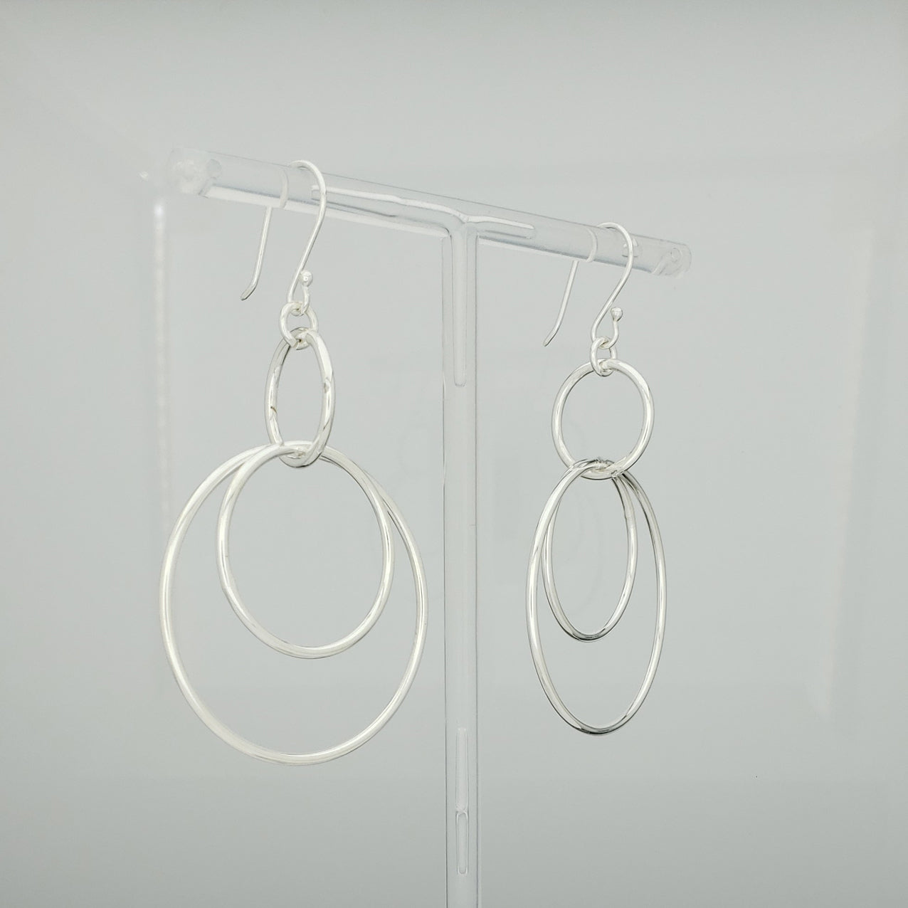 Arete plateado aros lisos