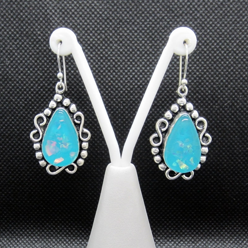 Aretes plateados vitral en gota
