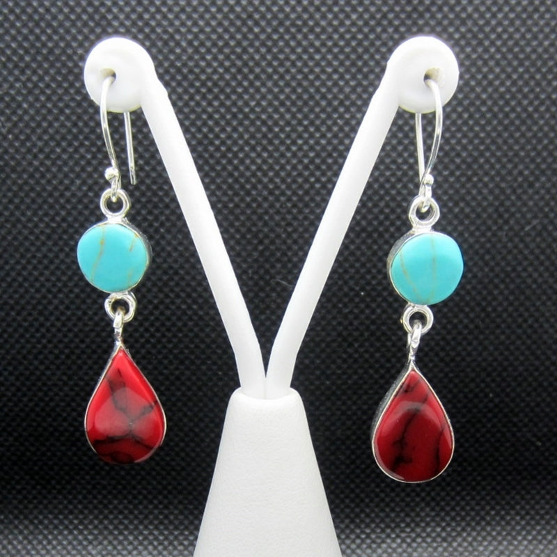 Aretes plateados maya bicolor