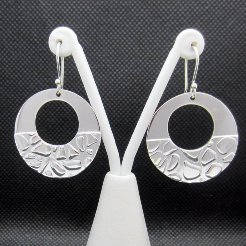 Silver paved disc earrings