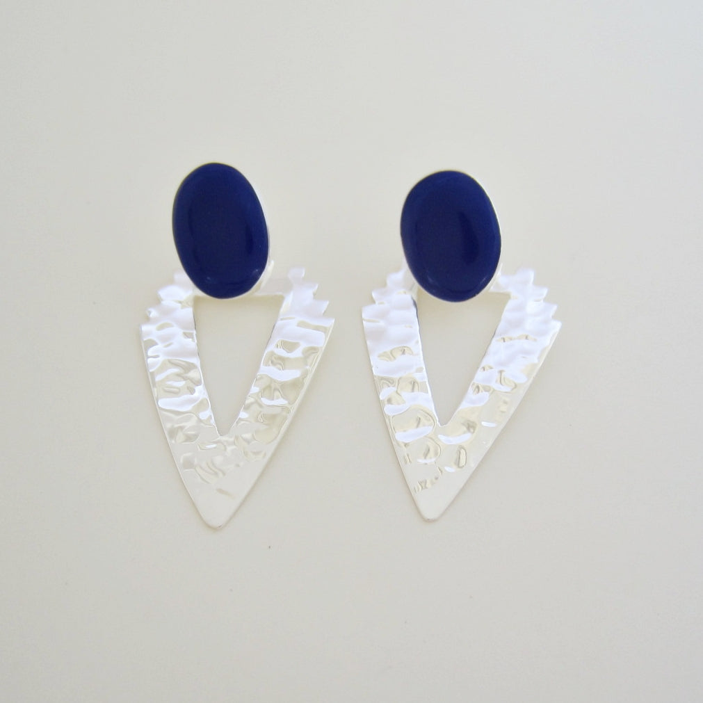 Aretes Plateados Art Decó Piedra