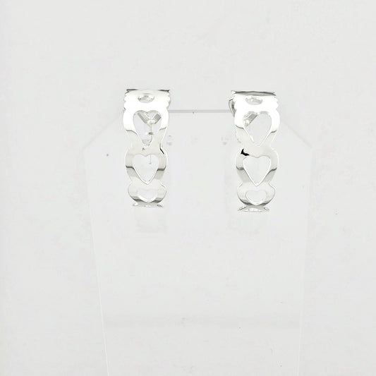 Arete Plateado Corazón en Línea