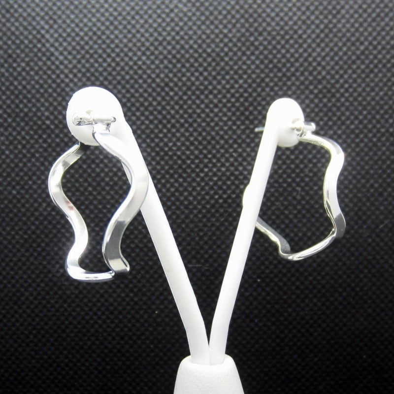 Arracadas plateadas chica ondulada