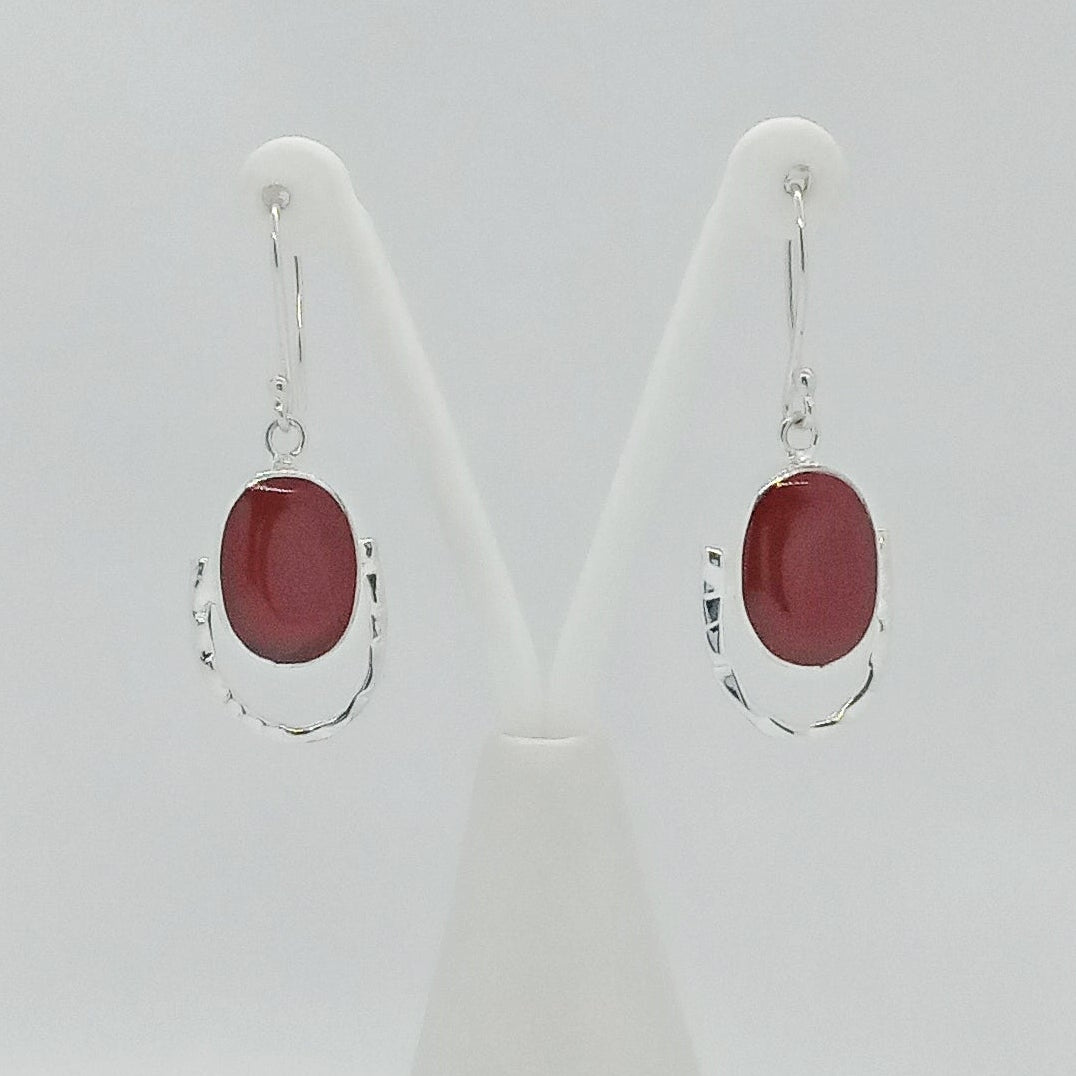 Aretes plateados ovalos piedra