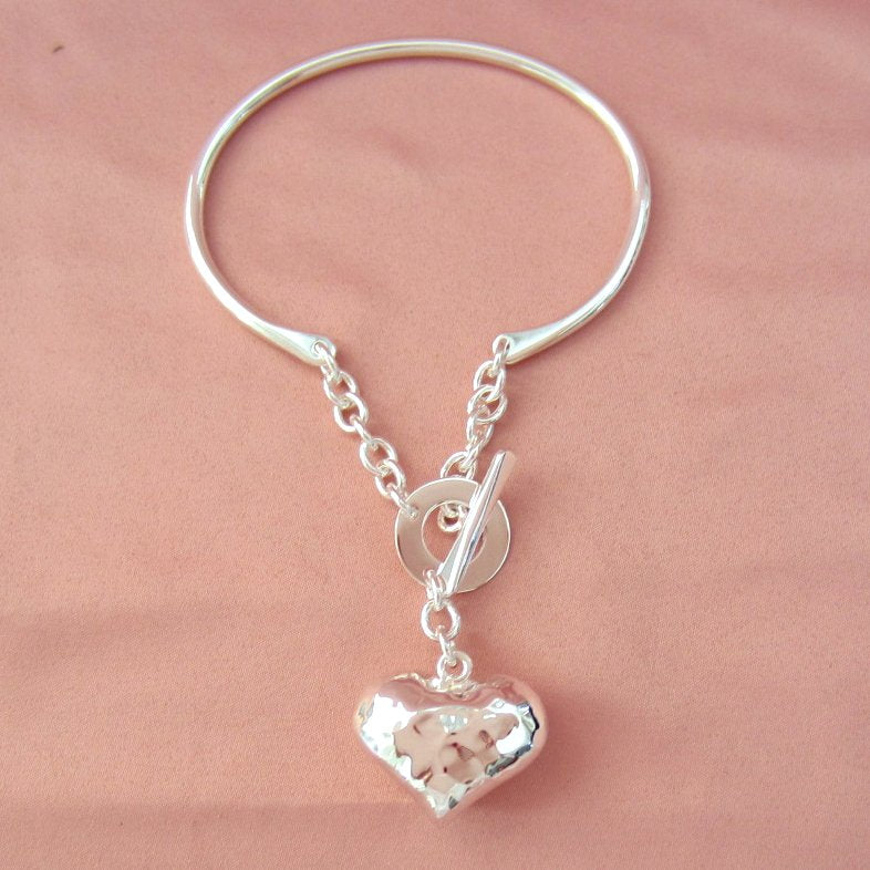 Brazalete Plateado Corazón Globo