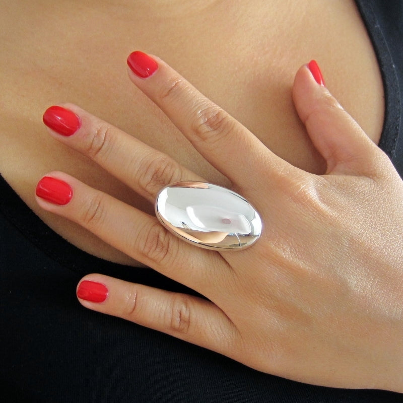 Anillo plateado maxi